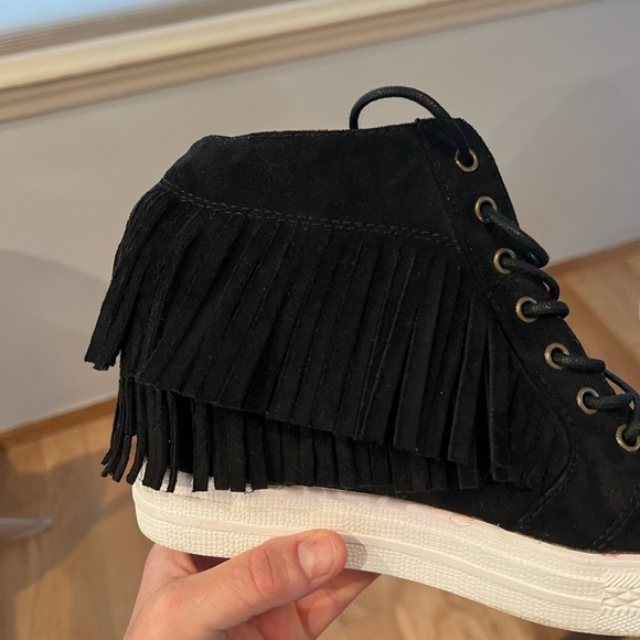 Not Rated Black, Size 7.5, Fringe Wedge Sneaker - Picture 6 of 10